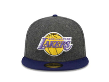 Load image into Gallery viewer, Los Angeles Lakers New Era 59FIFTY 5950 NBA Fitted Cap Hat Melton Gray Crown Purple Visor Team Color HWC Logo