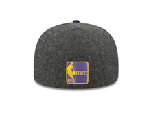 Load image into Gallery viewer, Los Angeles Lakers New Era 59FIFTY 5950 NBA Fitted Cap Hat Melton Gray Crown Purple Visor Team Color HWC Logo