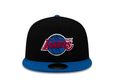 Load image into Gallery viewer, Los Angeles Lakers New Era 59FIFTY 5950 NBA Fitted Cap Hat Black Crown Blue Visor Red/Blue/White Logo