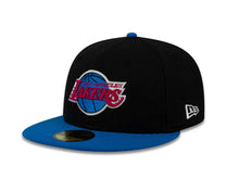 Load image into Gallery viewer, Los Angeles Lakers New Era 59FIFTY 5950 NBA Fitted Cap Hat Black Crown Blue Visor Red/Blue/White Logo