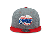 Load image into Gallery viewer, Los Angeles Clippers Mitchell & Ness NBA Fitted Cap Hat Heather Gray Quilted Crown Red Visor Team Color Logo