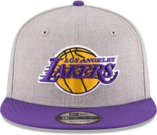 Load image into Gallery viewer, Los Angeles Lakers New Era NBA 9FIFTY 950 Snapback Cap Hat Heather Gray Crown Purple Visor Team Color Logo