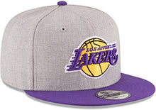 Load image into Gallery viewer, Los Angeles Lakers New Era NBA 9FIFTY 950 Snapback Cap Hat Heather Gray Crown Purple Visor Team Color Logo