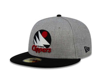 Load image into Gallery viewer, San Diego Clippers New Era NBA 59FIFTY 5950 Fitted Cap Hat Heather Gray Crown Black Visor Red/White/Black HWC Logo