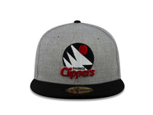 Load image into Gallery viewer, San Diego Clippers New Era NBA 59FIFTY 5950 Fitted Cap Hat Heather Gray Crown Black Visor Red/White/Black HWC Logo