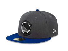 Load image into Gallery viewer, Golden State Warriors New Era NBA 59FIFTY 5950 Fitted Cap Hat Heather Dark Gray Crown Royal Blue Visor White/Black Logo