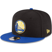 Load image into Gallery viewer, Golden State Warriors New Era NBA 9FIFTY 950 Snapback Cap Hat Black Crown Royal Blue Visor Royal Blue/Yellow Logo
