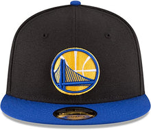 Load image into Gallery viewer, Golden State Warriors New Era NBA 9FIFTY 950 Snapback Cap Hat Black Crown Royal Blue Visor Royal Blue/Yellow Logo