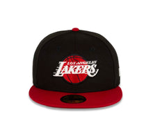 Load image into Gallery viewer, Los Angeles Lakers New Era NBA 59FIFTY 5950 Fitted Cap Hat Black Crown Red Visor White/Red Logo