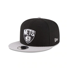Load image into Gallery viewer, Brooklyn Nets New Era NBA 9FIFTY 950 Snapback Cap Hat Black Crown Gray Visor Black/White Logo