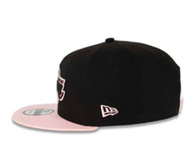 Load image into Gallery viewer, Los Angeles Lakers New Era NBA 9FIFTY 950 Snapback Cap Hat Black Crown Pink Visor Black/Pink Logo 50th Anniversary Side Patch