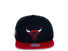 Load image into Gallery viewer, Chicago Bulls Mitchell & Ness NBA Glow Team Snapback Cap Hat Black Crown Red Visor Team Color Logo 1996 Finals Side Patch