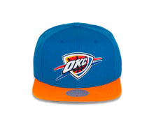 Load image into Gallery viewer, Oklahoma City Thunder Mitchell & Ness NBA Snapback Cap Hat Blue Crown Orange Visor Team Color Logo