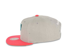 Load image into Gallery viewer, San Antonio Spurs Mitchell & Ness NBA Snapback Cap Hat Gray Crown Pink Visor Teal/Black/White Logo