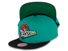 Load image into Gallery viewer, Detroit Pistons Mitchell & Ness NBA Snapback Cap Hat Teal Crown Black Visor Team Color HWC Logo