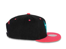 Load image into Gallery viewer, Chicago Bulls Mitchell & Ness NBA Snapback Cap Hat Black Crown Pink Visor Teal/Black/White Logo (Santa Ana)