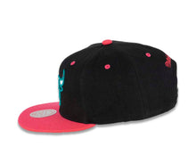 Load image into Gallery viewer, Chicago Bulls Mitchell & Ness NBA Snapback Cap Hat Black Crown Pink Visor Teal/Black/White Logo (Santa Ana)