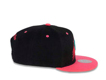Load image into Gallery viewer, Phoenix Suns Mitchell & Ness NBA Snapback Cap Hat Black Crown Pink Visor Teal/Pink/Black Logo (Santa Ana)