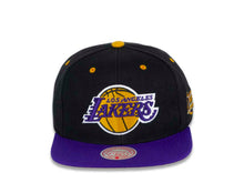 Load image into Gallery viewer, Los Angeles Lakers Mitchell & Ness NBA Snapback Cap Hat Black Crown Purple Visor Team Color Logo 2000 Final Side Patch