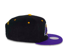 Load image into Gallery viewer, Los Angeles Lakers Mitchell & Ness NBA Snapback Cap Hat Black Crown Purple Visor Team Color Logo 2000 Final Side Patch