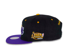 Load image into Gallery viewer, Los Angeles Lakers Mitchell & Ness NBA Snapback Cap Hat Black Crown Purple Visor Team Color Logo 2000 Final Side Patch