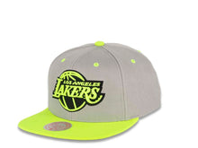 Load image into Gallery viewer, Los Angeles Lakers Mitchell & Ness NBA Snapback Cap Hat Gray Crown Green Visor Green/Black Logo (Volt)