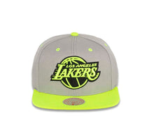 Load image into Gallery viewer, Los Angeles Lakers Mitchell & Ness NBA Snapback Cap Hat Gray Crown Green Visor Green/Black Logo (Volt)