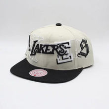 Load image into Gallery viewer, Los Angeles Lakers Mitchell & Ness NBA Hype Type Snapback Cap Hat Cream Crown Black Visor Team Color Logo