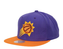Load image into Gallery viewer, Phoenix Suns Mitchell & Ness NBA Snapback Cap Hat Purple Crown Orange Visor Team Color Logo