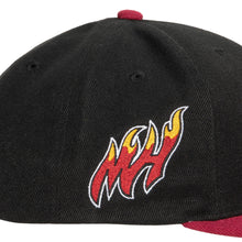 Load image into Gallery viewer, Miami Heat Mitchell & Ness NBA Team Insider Snapback Cap Hat Black Crown Red Visor Team Color Logo