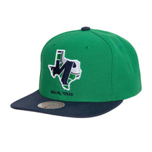 Load image into Gallery viewer, Dallas Mavericks Mitchell & Ness NBA Team Insider Snapback Cap Hat Green Crown Navy Blue Visor Team Color Logo