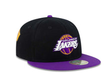 Load image into Gallery viewer, Los Angeles Lakers Adidas NBA Flat Visor Flexfit Cap Hat Black/Purple Crown/Visor White/Purple/Yellow Logo 16X Champions Patches