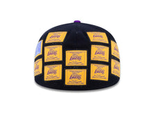 Load image into Gallery viewer, Los Angeles Lakers Adidas NBA Flat Visor Flexfit Cap Hat Black/Purple Crown/Visor White/Purple/Yellow Logo 16X Champions Patches