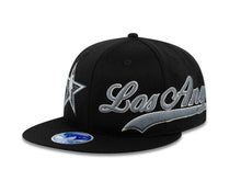 Load image into Gallery viewer, Los Angeles Adidas Flat Visor Flexfit All Star Cap Hat Black Crown/Visor Dark Gray/White Script Logo