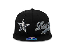 Load image into Gallery viewer, Los Angeles Adidas Flat Visor Flexfit All Star Cap Hat Black Crown/Visor Dark Gray/White Script Logo