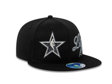 Load image into Gallery viewer, Los Angeles Adidas Flat Visor Flexfit All Star Cap Hat Black Crown/Visor Dark Gray/White Script Logo
