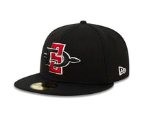 Load image into Gallery viewer, San Diego State Aztecs New Era College Fitted Cap Hat Black Crown/Visor Team Color Logo