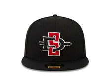 Load image into Gallery viewer, San Diego State Aztecs New Era College Fitted Cap Hat Black Crown/Visor Team Color Logo