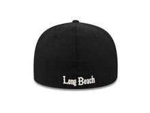 Load image into Gallery viewer, Long Beach 49ers New Era College Fitted Cap Hat Black Crown/Visor Black/White Logo