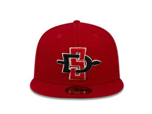 Load image into Gallery viewer, San Diego State Aztecs New Era College 59FIFTY 5950 Fitted Cap Hat Red Crown/Visor Team Color Logo