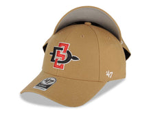 Load image into Gallery viewer, San Diego State Aztecs '47 Brand NCAA MVP Adjustable Cap Hat Wheat Crown/Visor Red/Black/White Team Color Logo 40th Anniversary Side Patch Gray UV