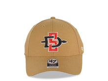 Load image into Gallery viewer, San Diego State Aztecs '47 Brand NCAA MVP Adjustable Cap Hat Wheat Crown/Visor Red/Black/White Team Color Logo 40th Anniversary Side Patch Gray UV