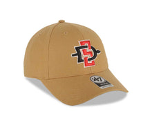 Load image into Gallery viewer, San Diego State Aztecs &#39;47 Brand  NCAA MVP Adjustable Cap Hat Wheat Crown/Visor Red/Black/White Team Color  Logo 40th Anniversary Side Patch Gray UV
