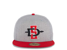 Load image into Gallery viewer, San Diego State Aztecs New Era NCAA 59FIFTY 5950 Fitted Cap Hat Heather Gray Crown Red Visor Team Color Logo
