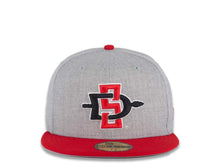 Load image into Gallery viewer, San Diego State Aztecs New Era NCAA 59FIFTY 5950 Fitted Cap Hat Heather Gray Crown Red Visor Team Color Logo
