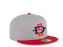 Load image into Gallery viewer, San Diego State Aztecs New Era NCAA 59FIFTY 5950 Fitted Cap Hat Heather Gray Crown Red Visor Team Color Logo