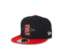 Load image into Gallery viewer, (Youth) San Diego State Aztecs New Era NCAA 59FIFTY 5950 Kid Fitted Cap Hat Black Crown Red Visor Team Color Logo
