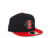 Load image into Gallery viewer, (Youth) San Diego State Aztecs New Era NCAA 59FIFTY 5950 Kid Fitted Cap Hat Black Crown Red Visor Team Color Logo