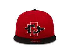 Load image into Gallery viewer, San Diego State Aztecs New Era College 9FIFTY 950 Snapback Cap Hat Red Crown Black Visor Team Color Logo