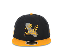 Load image into Gallery viewer, Cal Golden Bears New Era NCAA 59FIFTY 5950 Fitted Cap Hat Navy Blue Crown Yellow Visor Team Color Logo with California State Map (Logo State)